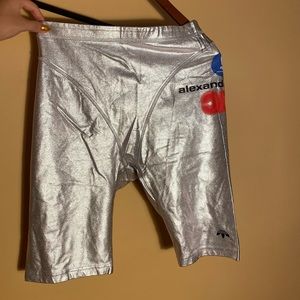 Alexander Wang x adidas silver metallic shorts NEW WITH TAGS